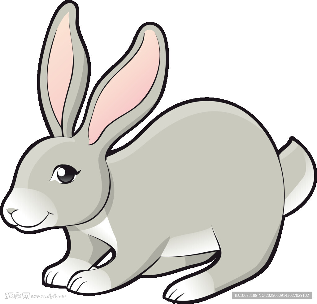 可愛灰兔子插畫