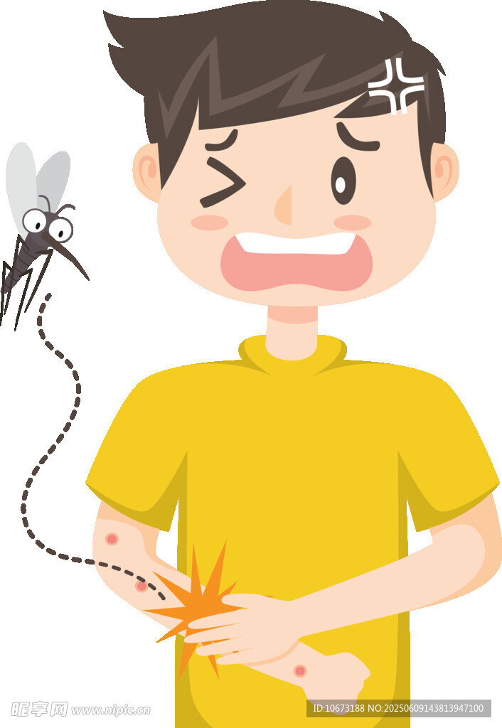 男孩被蚊子叮咬面露痛苦
