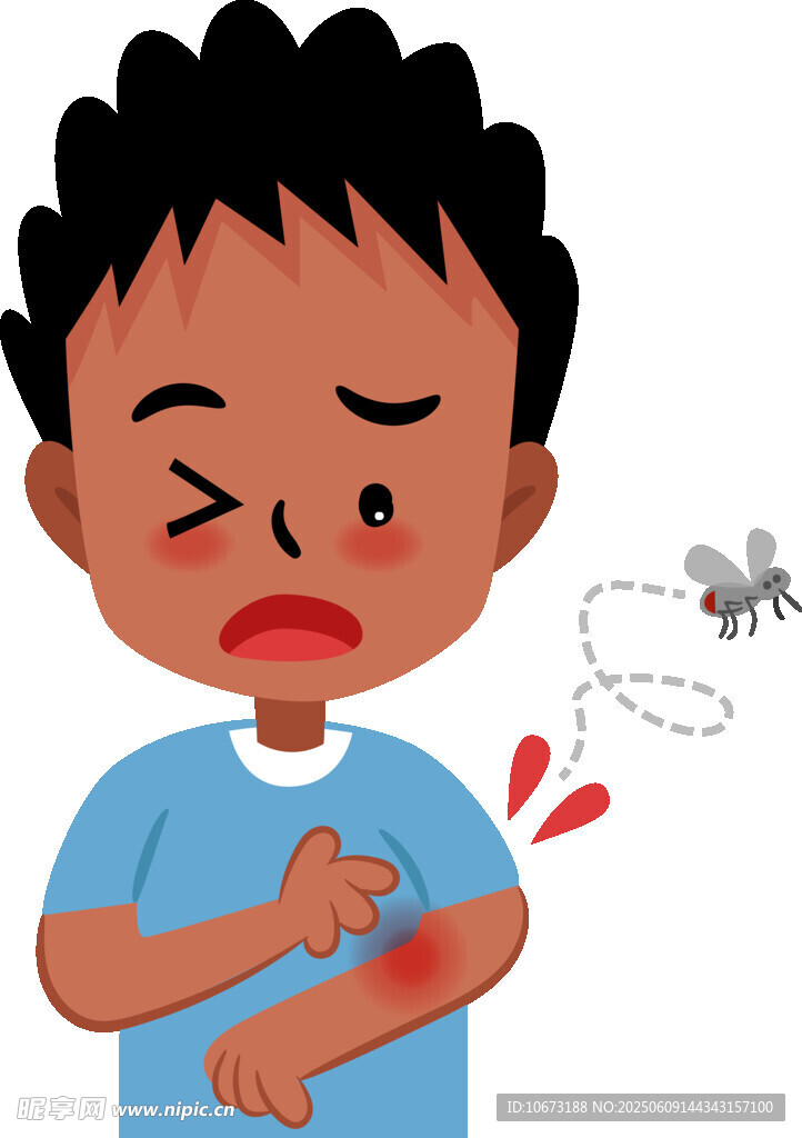 男孩被蚊蟲(chóng)叮咬面露痛苦