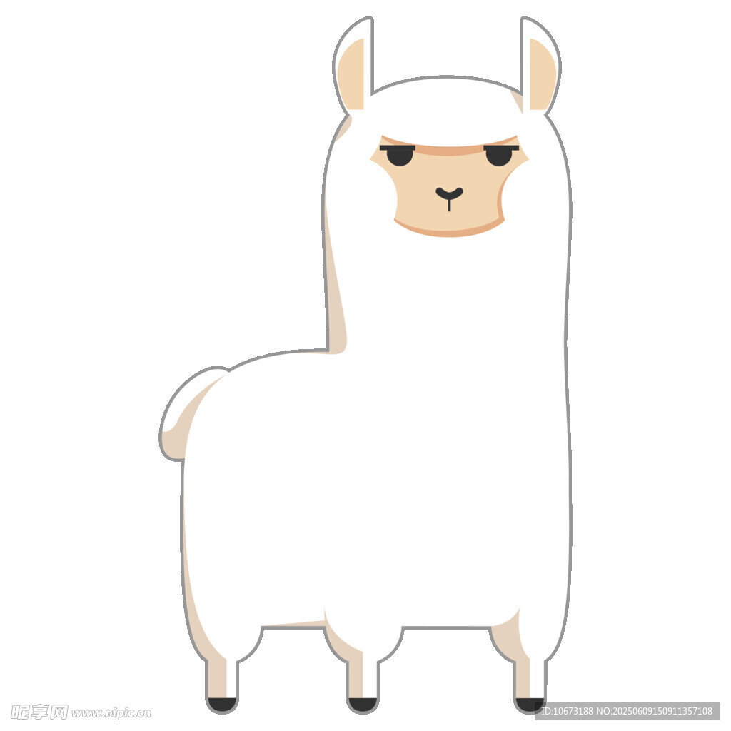 可愛站立羊駝插畫