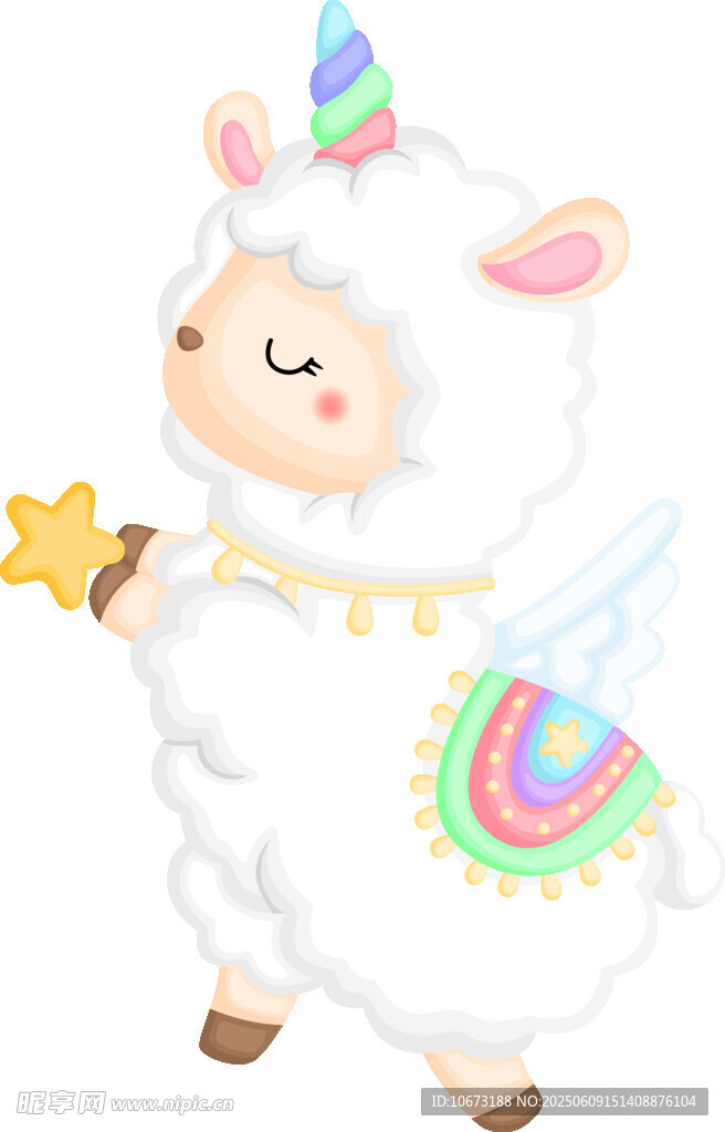 可愛(ài)獨(dú)角獸裝飾的羊駝