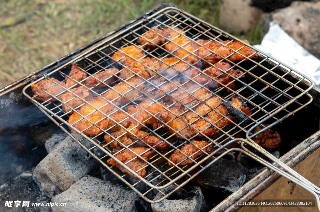 戶外燒烤架上的美味烤肉