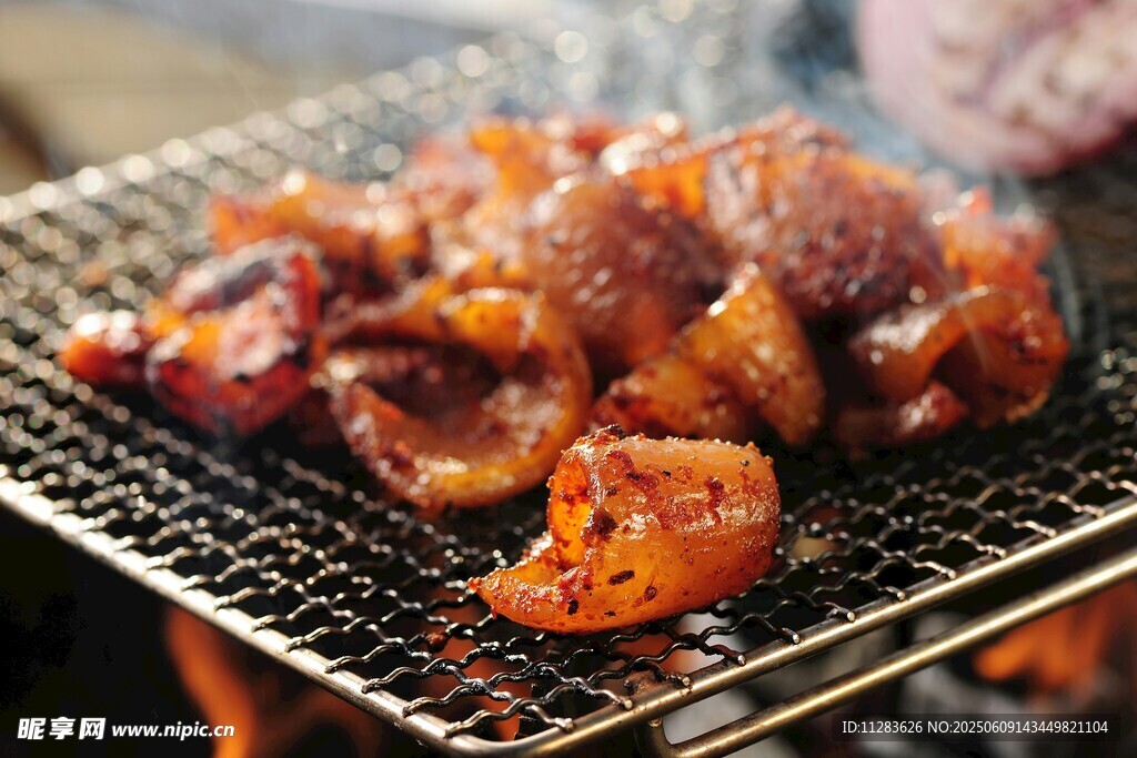 炭火上的美味烤肉