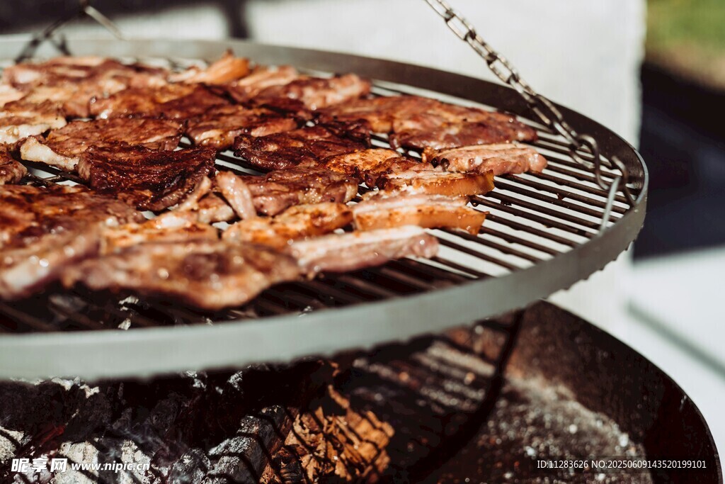 戶外燒烤架上的美味烤肉