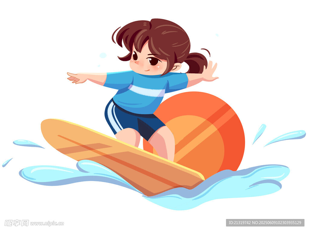 卡通沖浪插畫