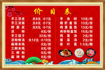 飯店價(jià)目表