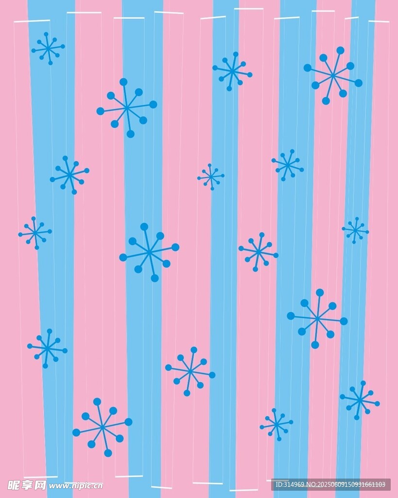 粉藍條紋雪花圖案背景