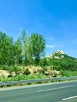 公路旁綠意盎然的自然景致
