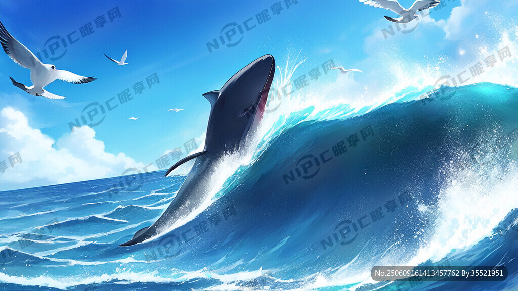 在廣袤的大海上 海豚正在遷徙