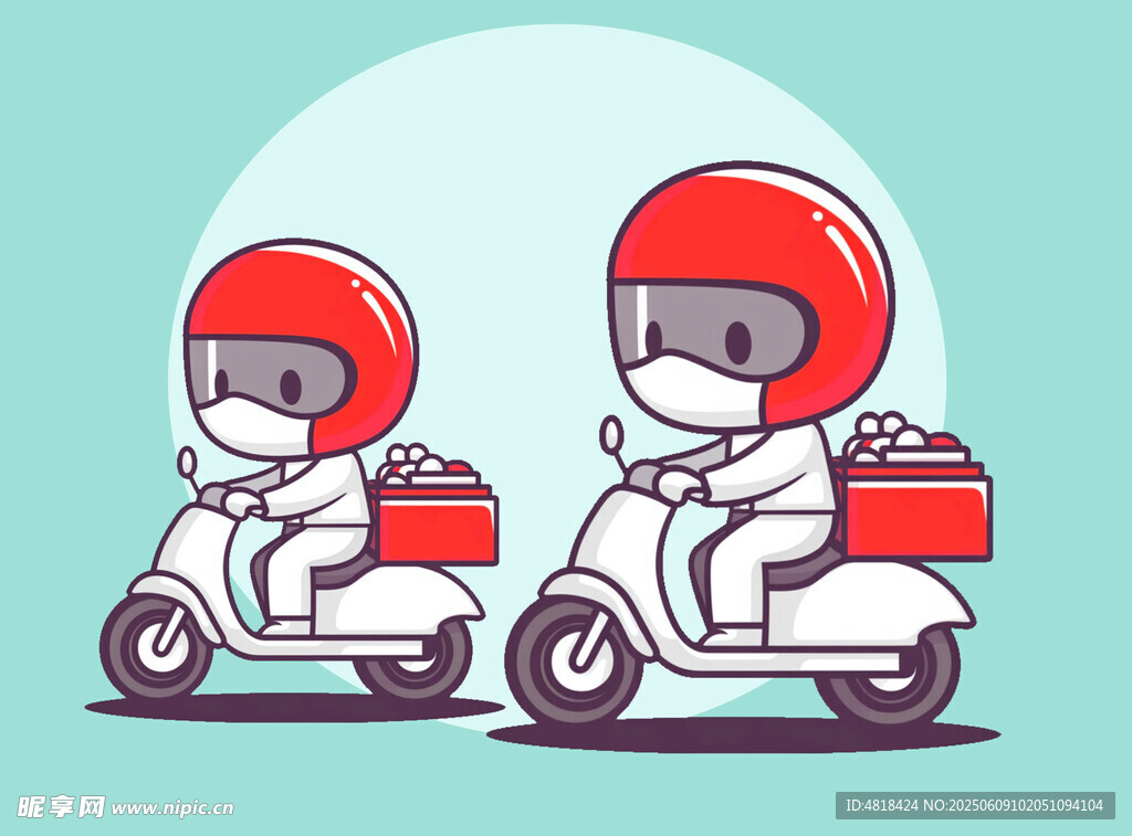 騎電動車送貨插圖