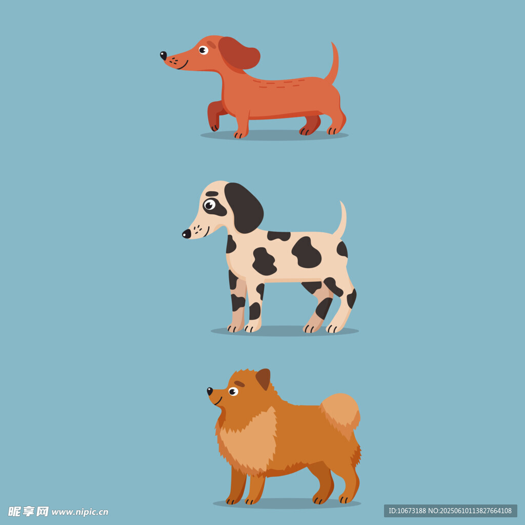 三只可愛小狗插畫