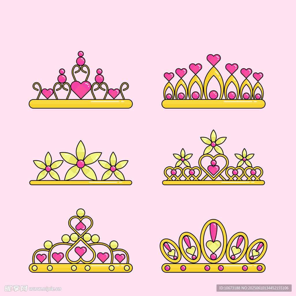 多彩皇冠矢量插畫圖案