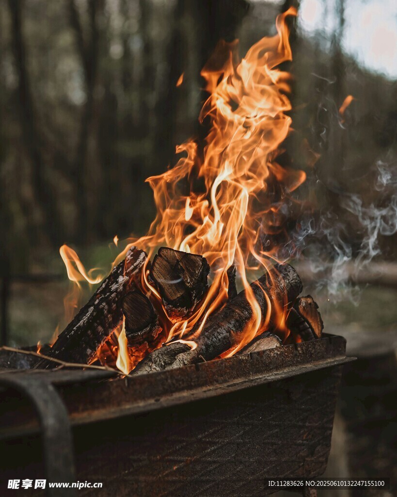 戶外熊熊燃燒的篝火