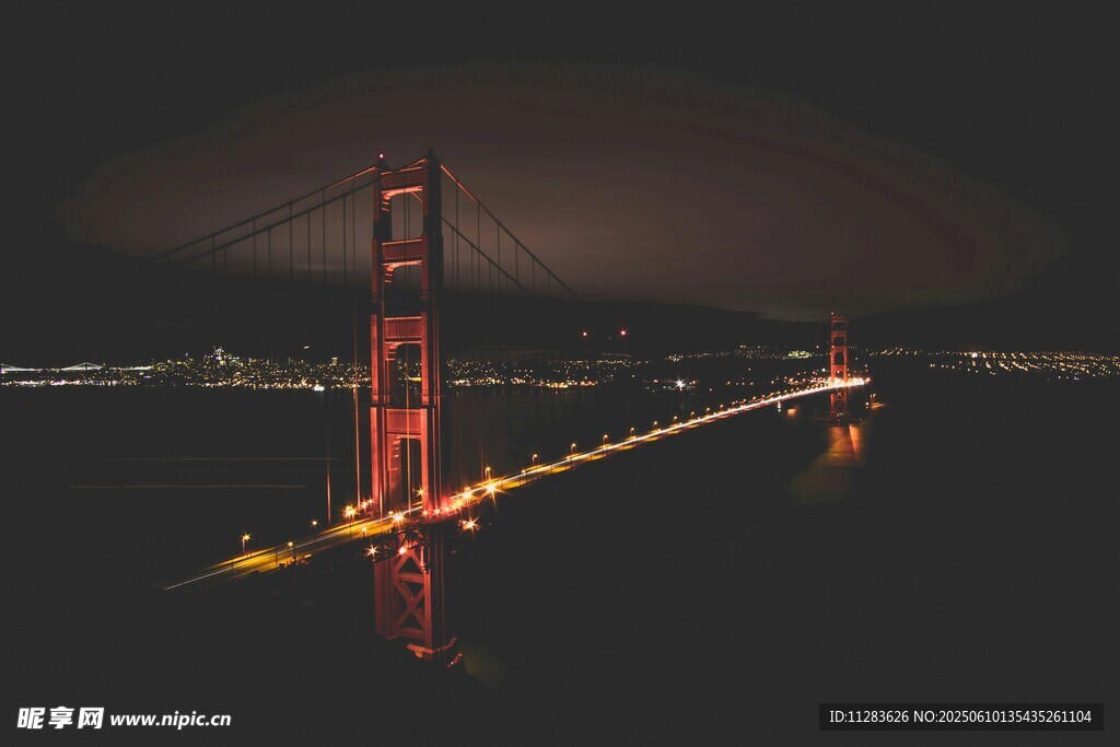 夜幕下的金門大橋