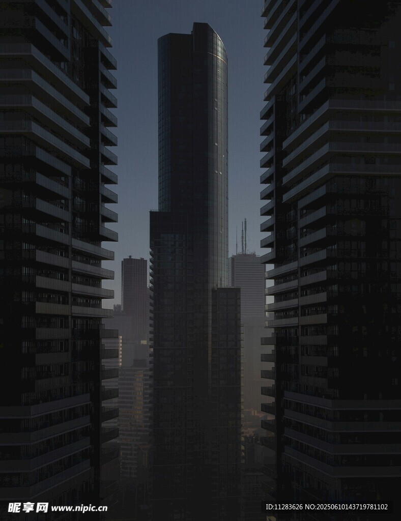 夜幕下的都市高樓景觀