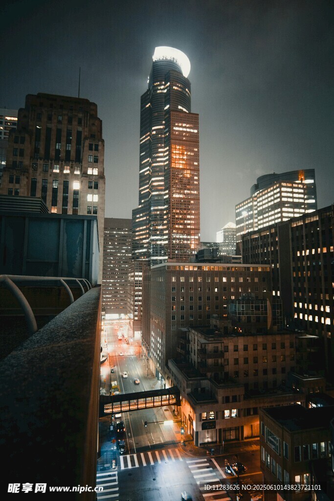 城市夜景俯瞰繁華景象