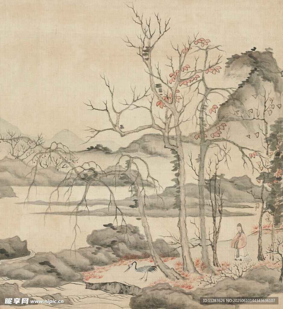 山水枯樹圖