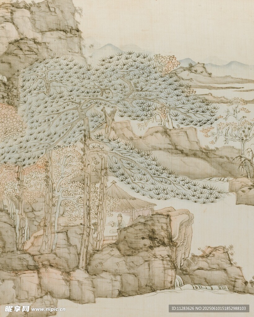 古意山水間的松樹景致