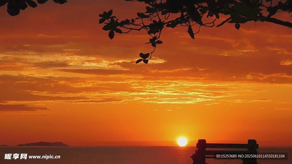 夕陽下長椅上的靜謐時光