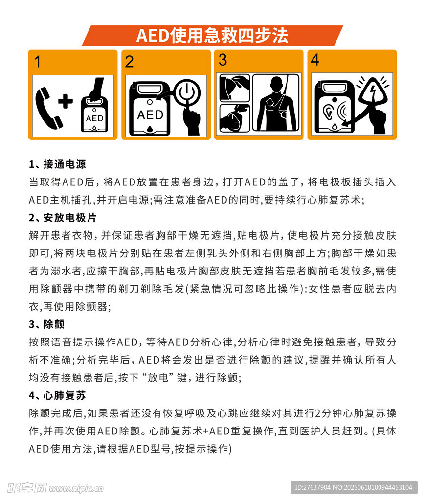 AED使用急救四步法