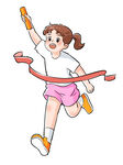 女孩沖過終點線瞬間