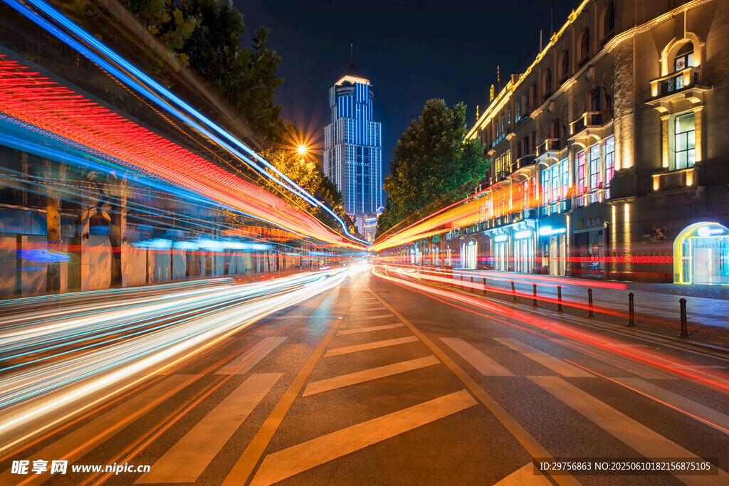 城市夜景車流光影軌跡