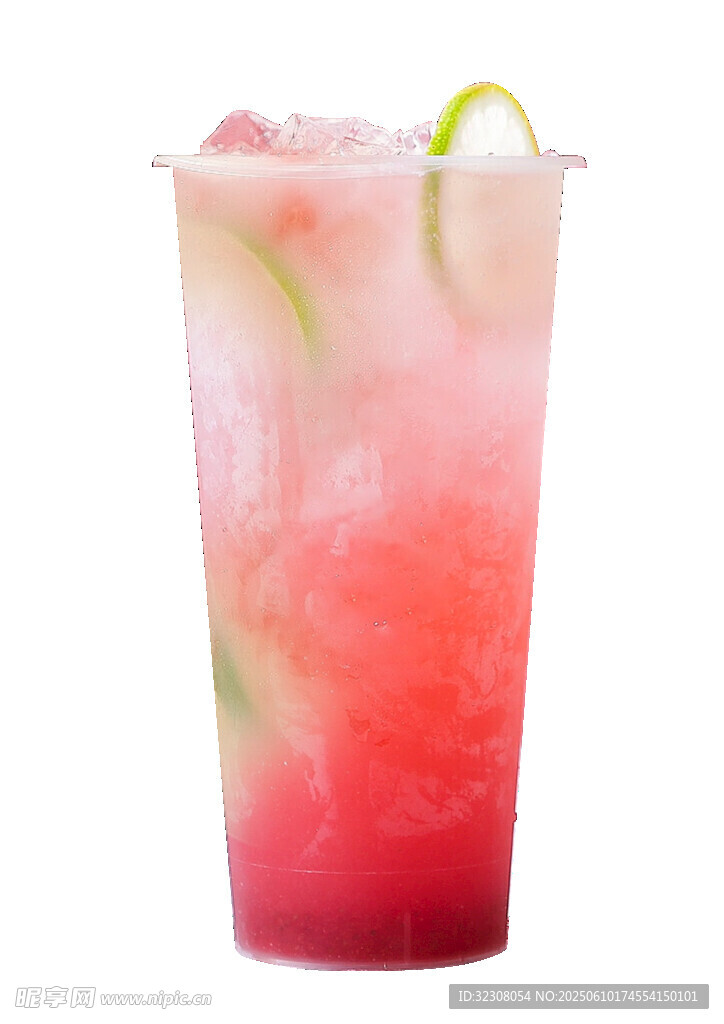 粉色漸變水果冰飲