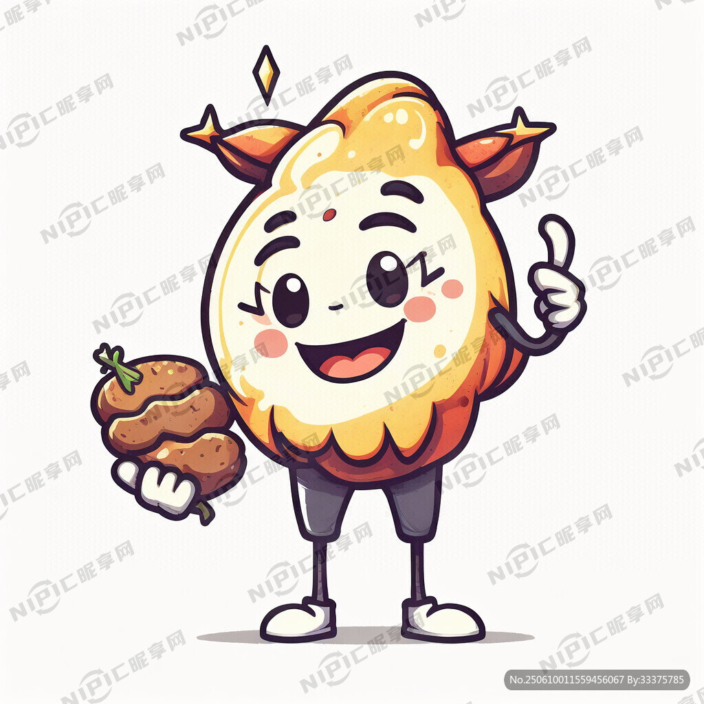生成一個卡通星星手拿羊肉串的標