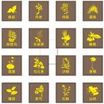傳統中藥植物圖案剪影集合
