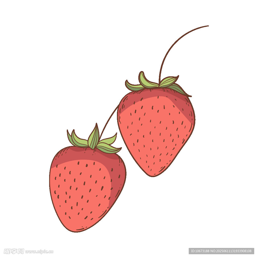 兩顆可愛草莓插畫
