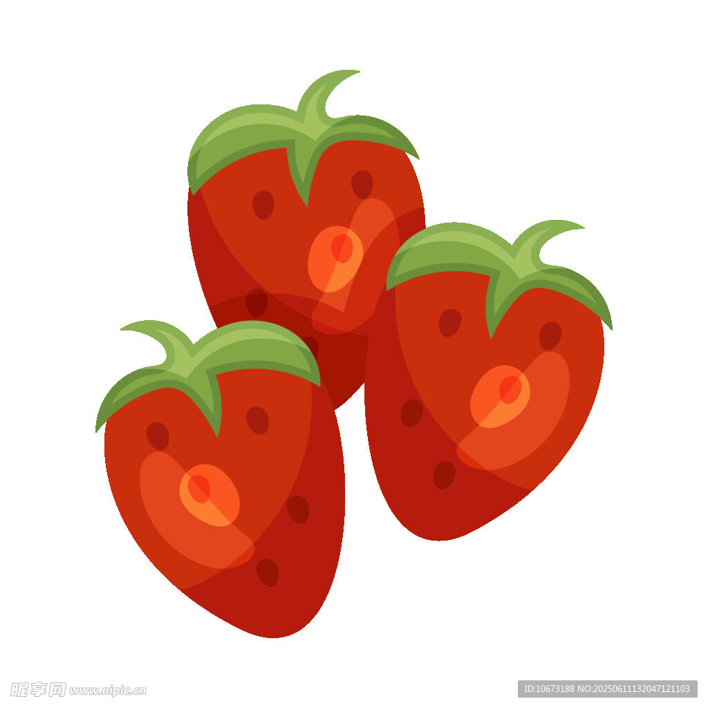 三顆可愛草莓插畫