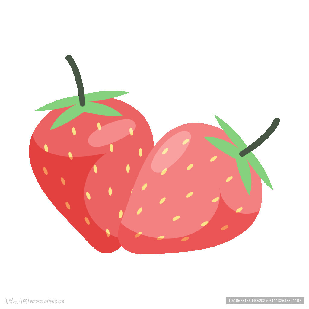 兩顆可愛草莓插畫