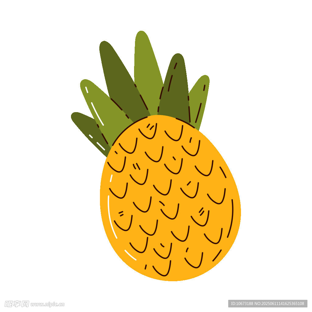 卡通風(fēng)格的黃色菠蘿插畫(huà)