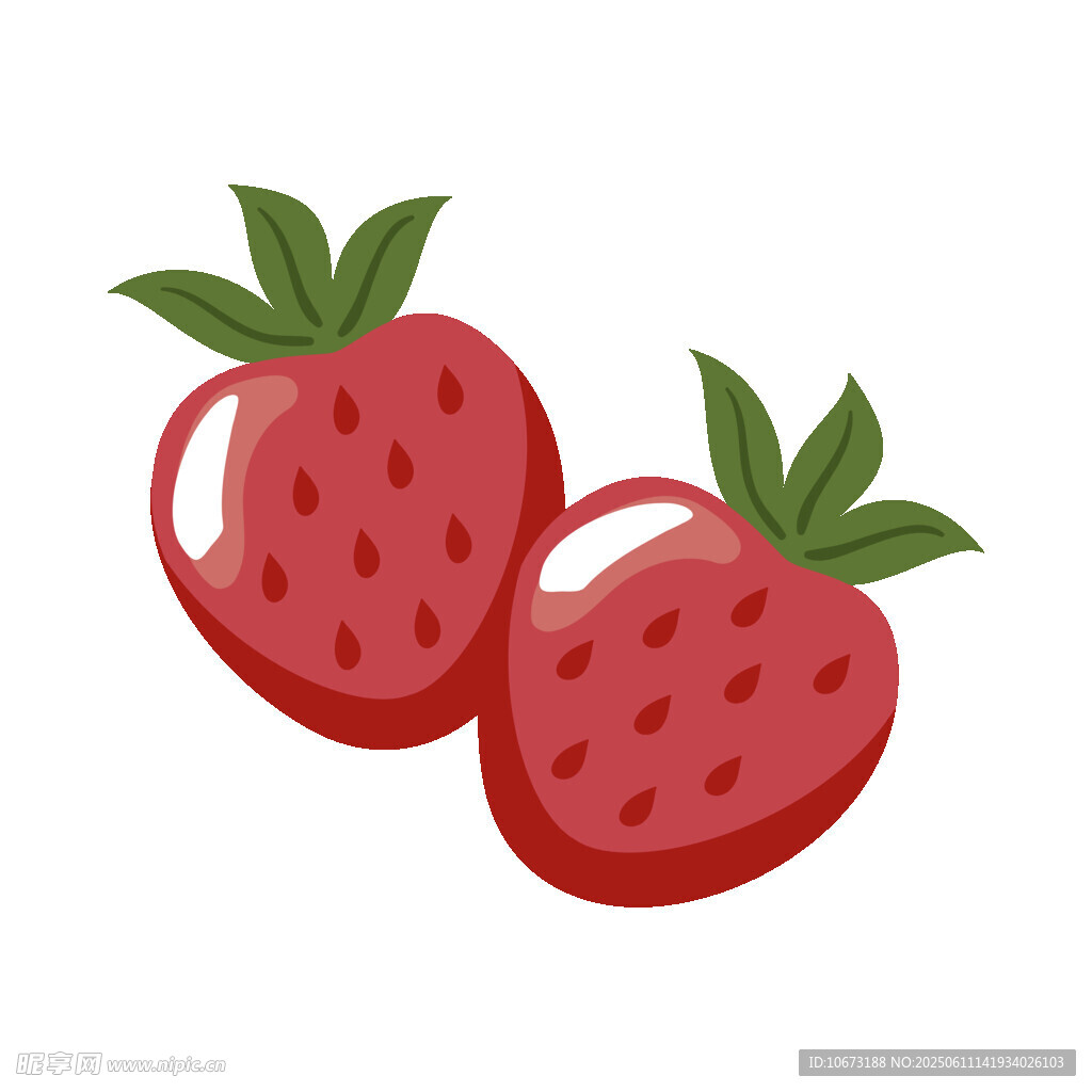 兩顆可愛草莓插畫