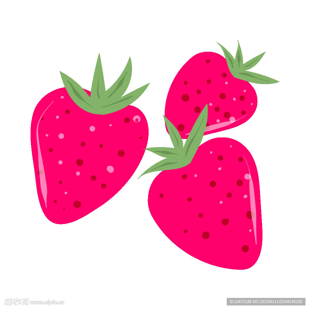 三顆可愛草莓插畫