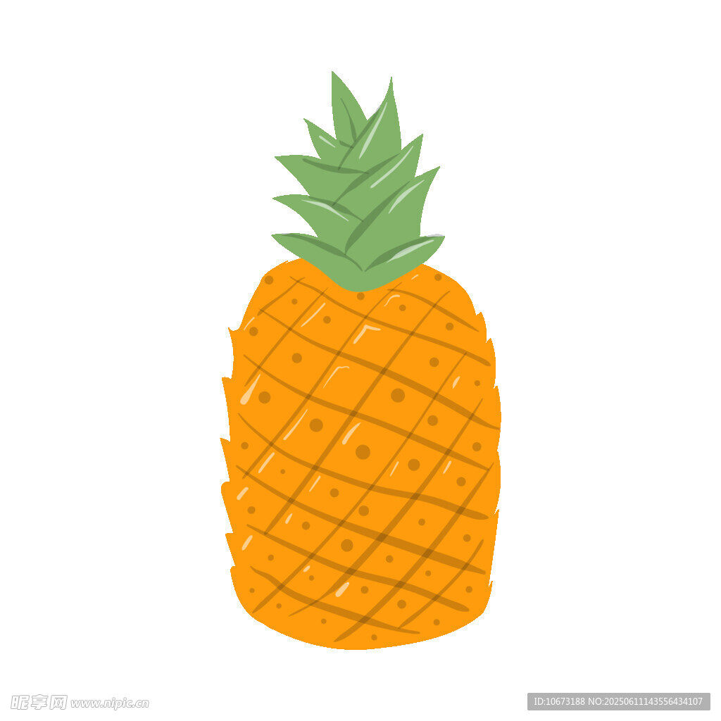卡通風(fēng)格的黃色菠蘿插畫(huà)