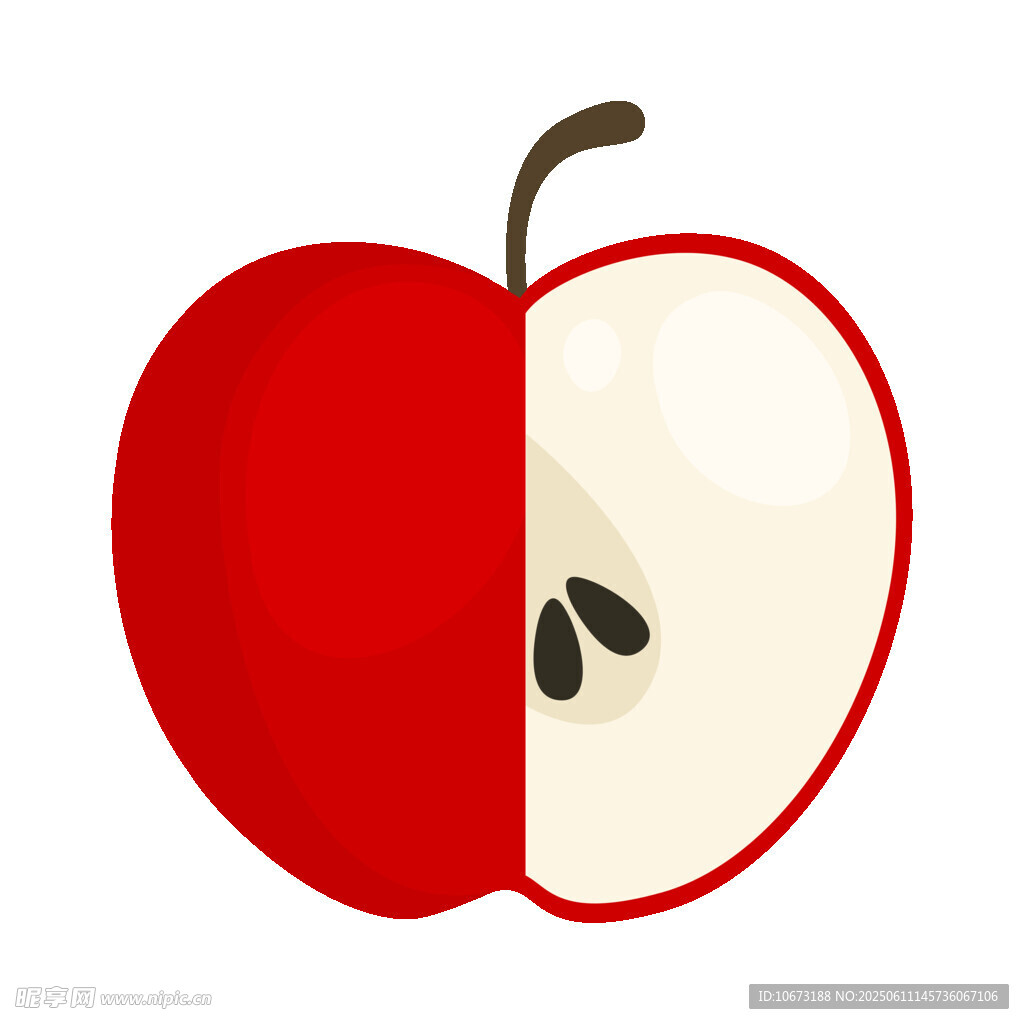 半顆紅蘋果插畫