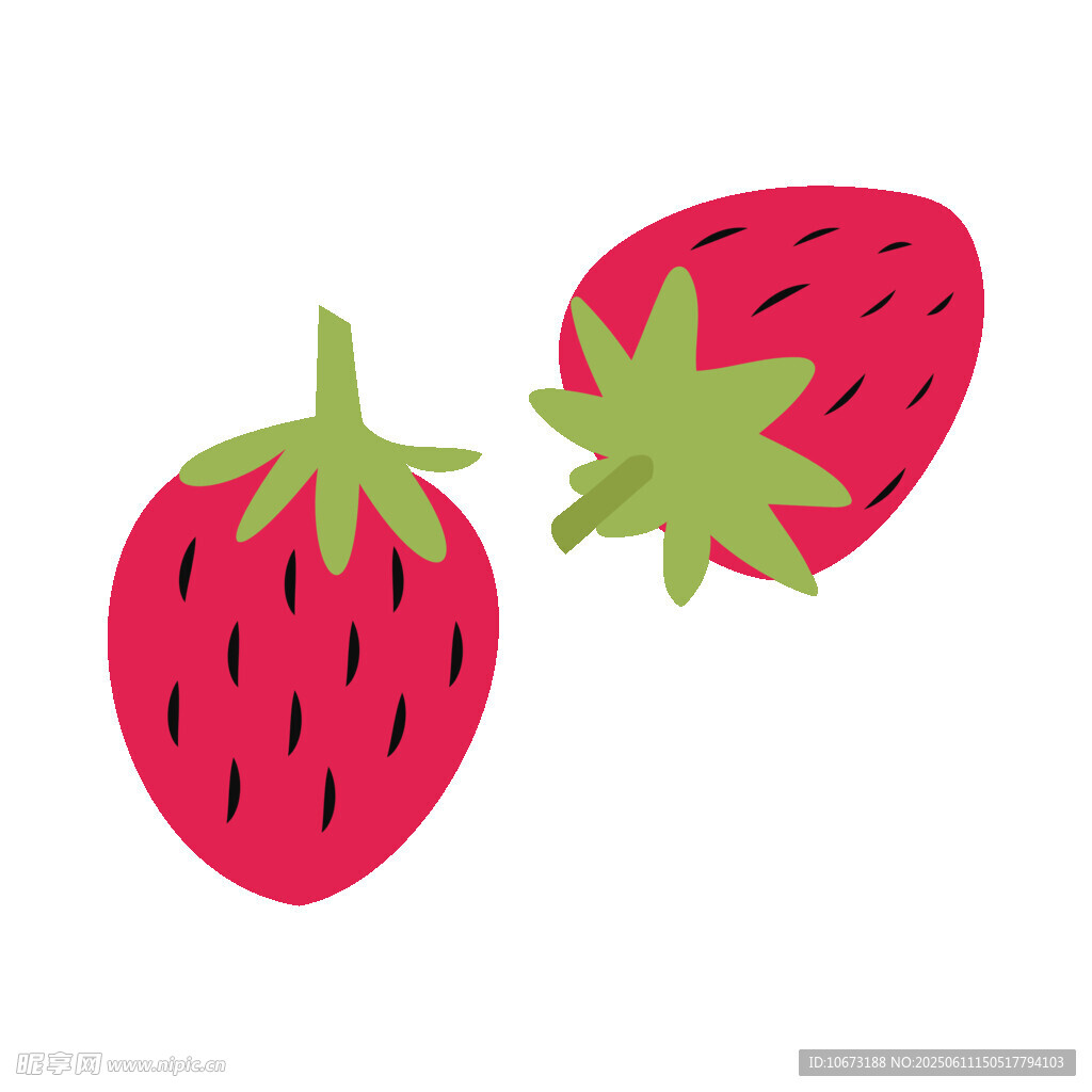 兩顆可愛草莓插畫