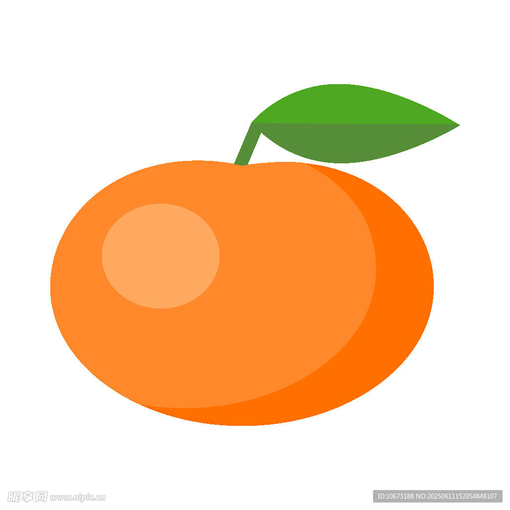 橙色圓潤鮮橙插畫