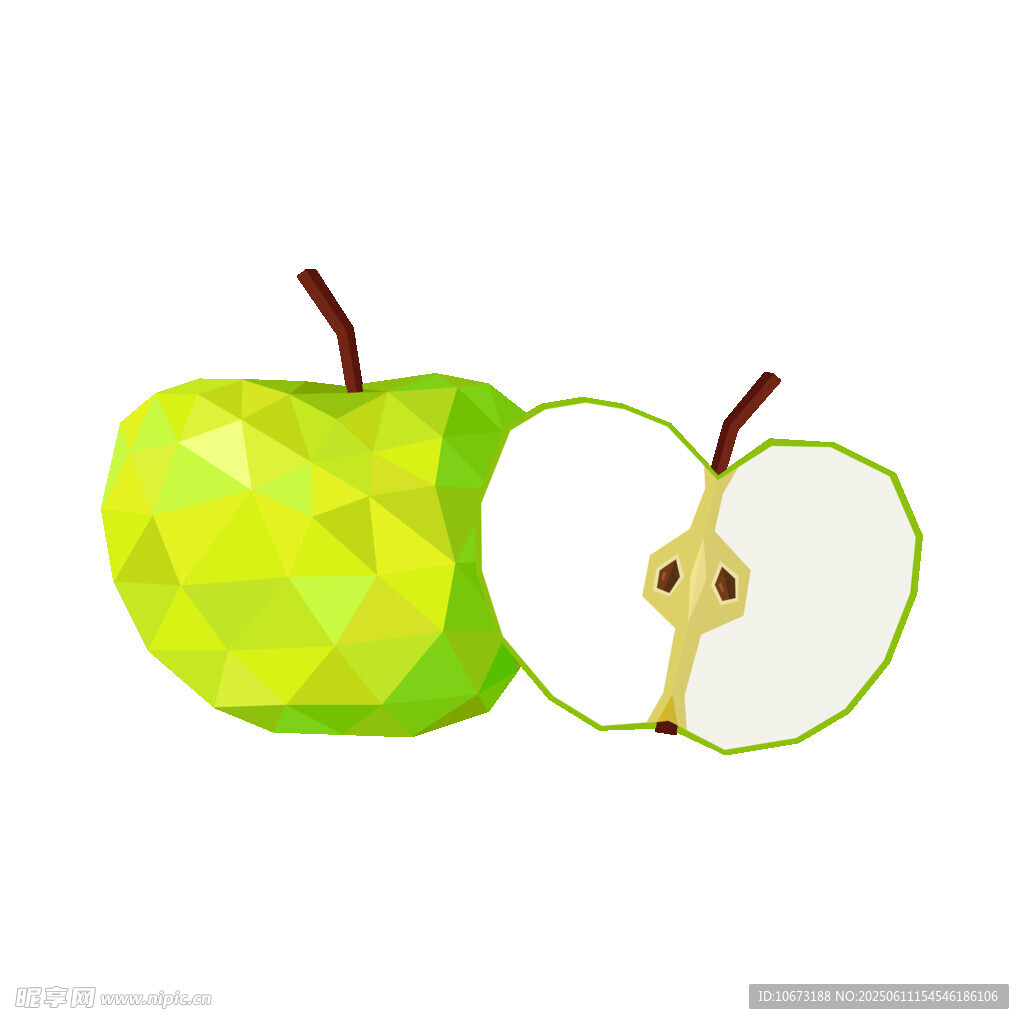 青蘋果切面插畫