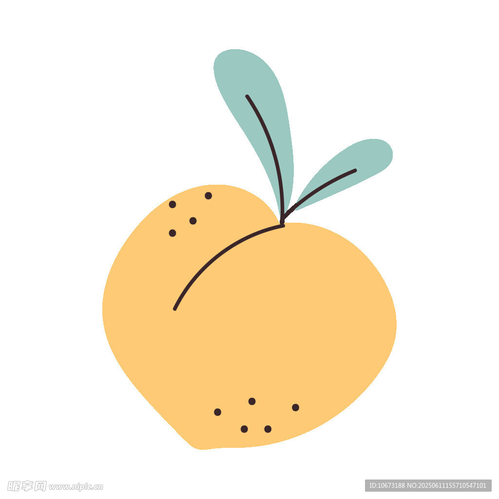 手繪可愛黃桃插畫