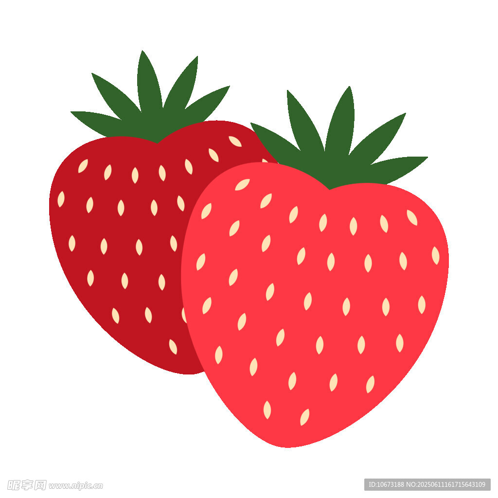 兩顆可愛草莓插畫