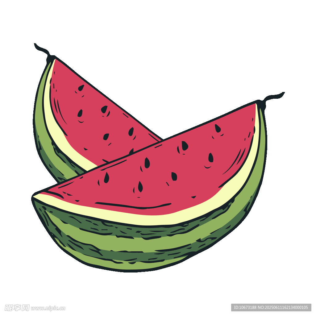 兩片卡通西瓜插畫