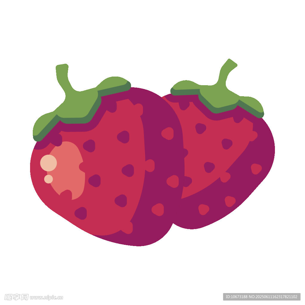 兩顆可愛草莓插畫