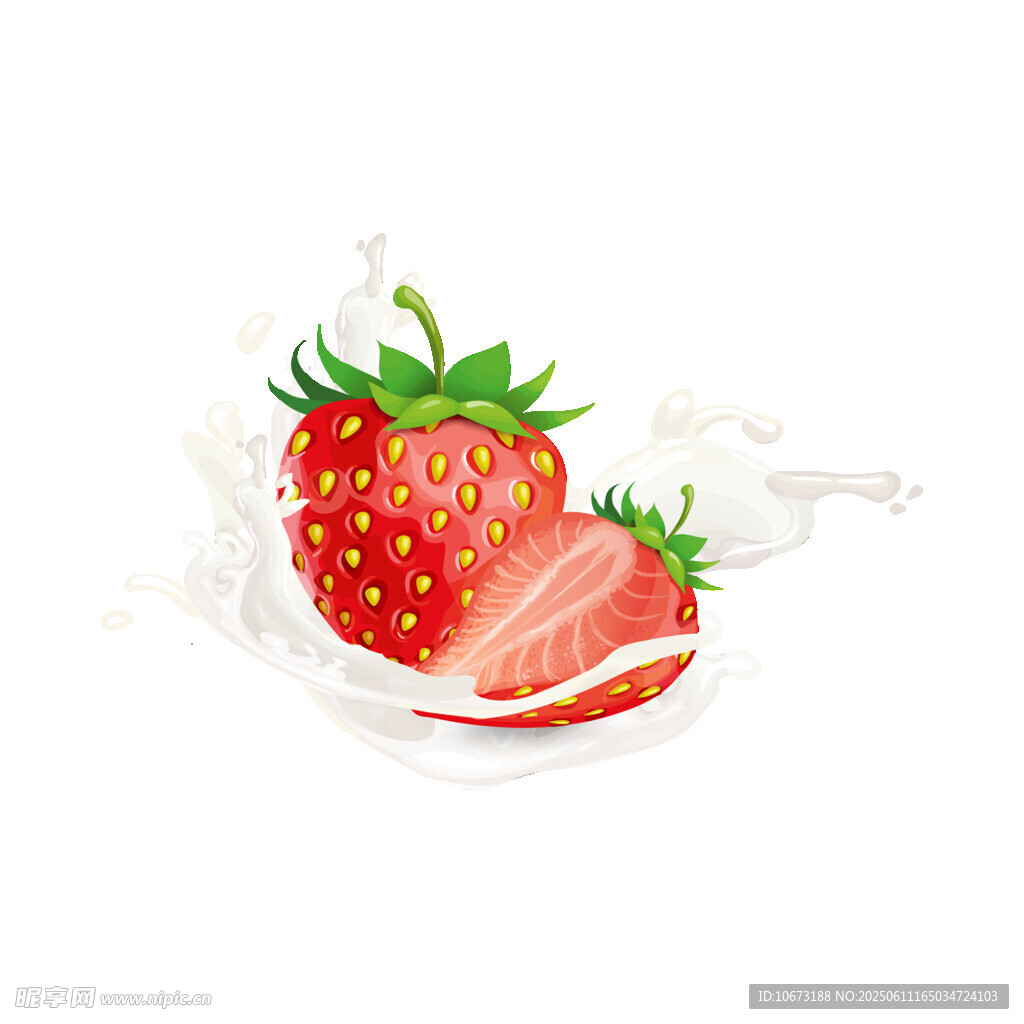 草莓濺入牛奶的清新瞬間