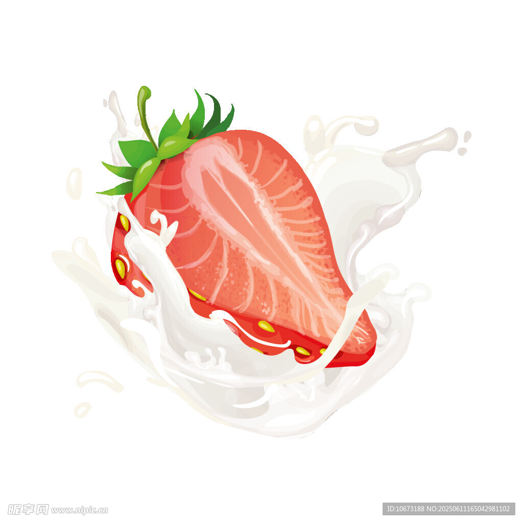 草莓濺入牛奶的美妙瞬間