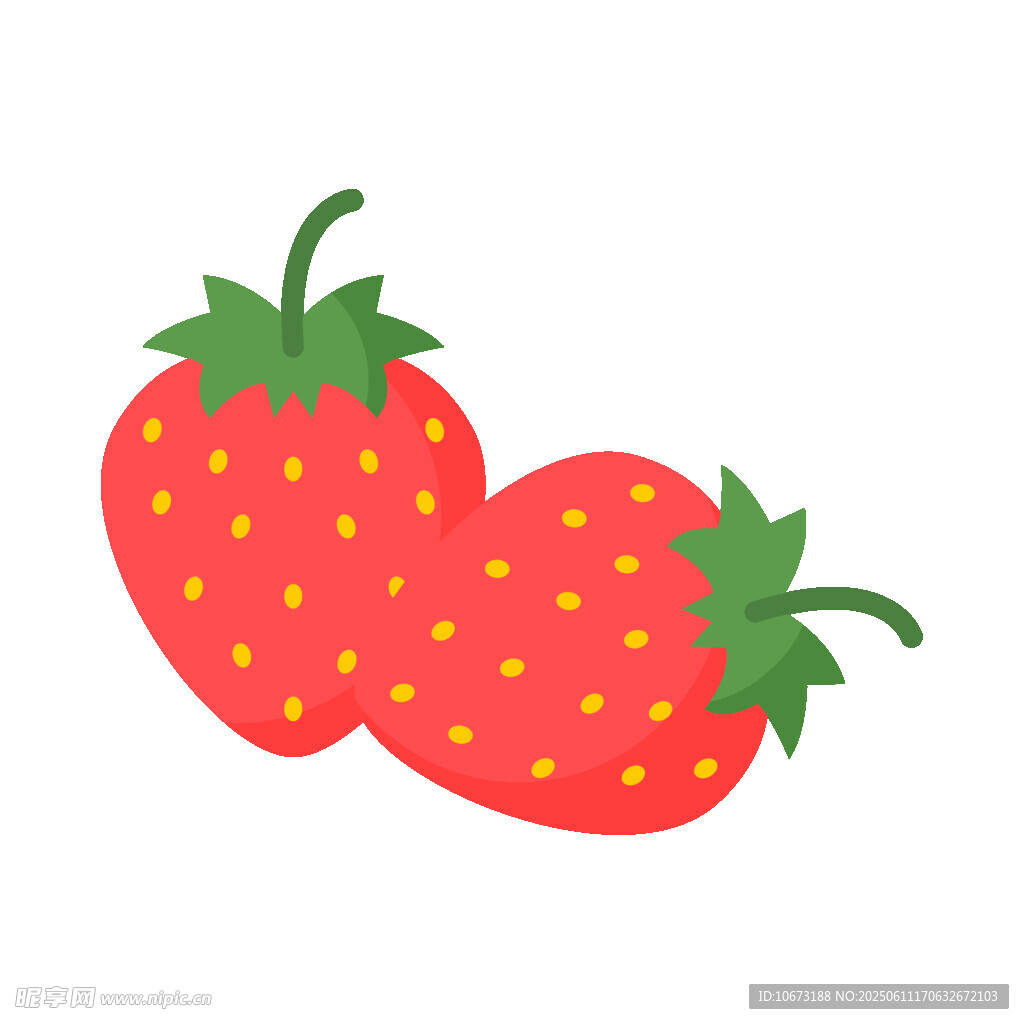 兩顆可愛草莓插畫