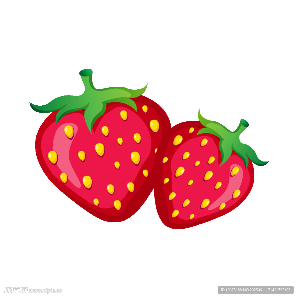 兩顆可愛草莓插畫