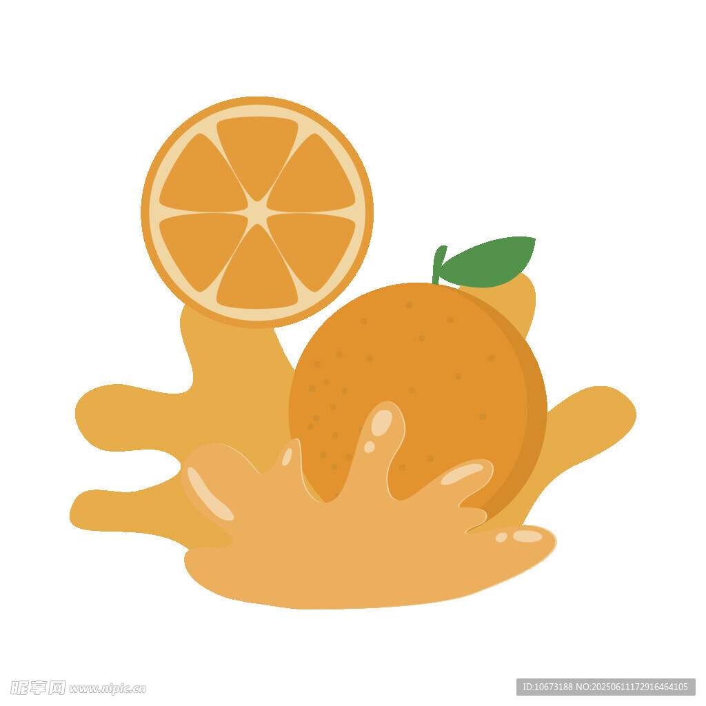 橙子果汁飛濺插畫