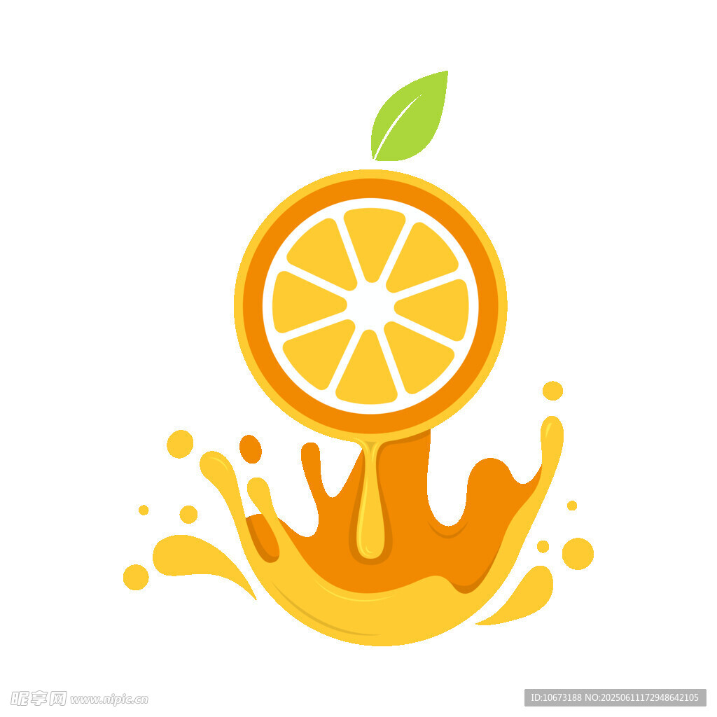 鮮橙果汁飛濺插畫